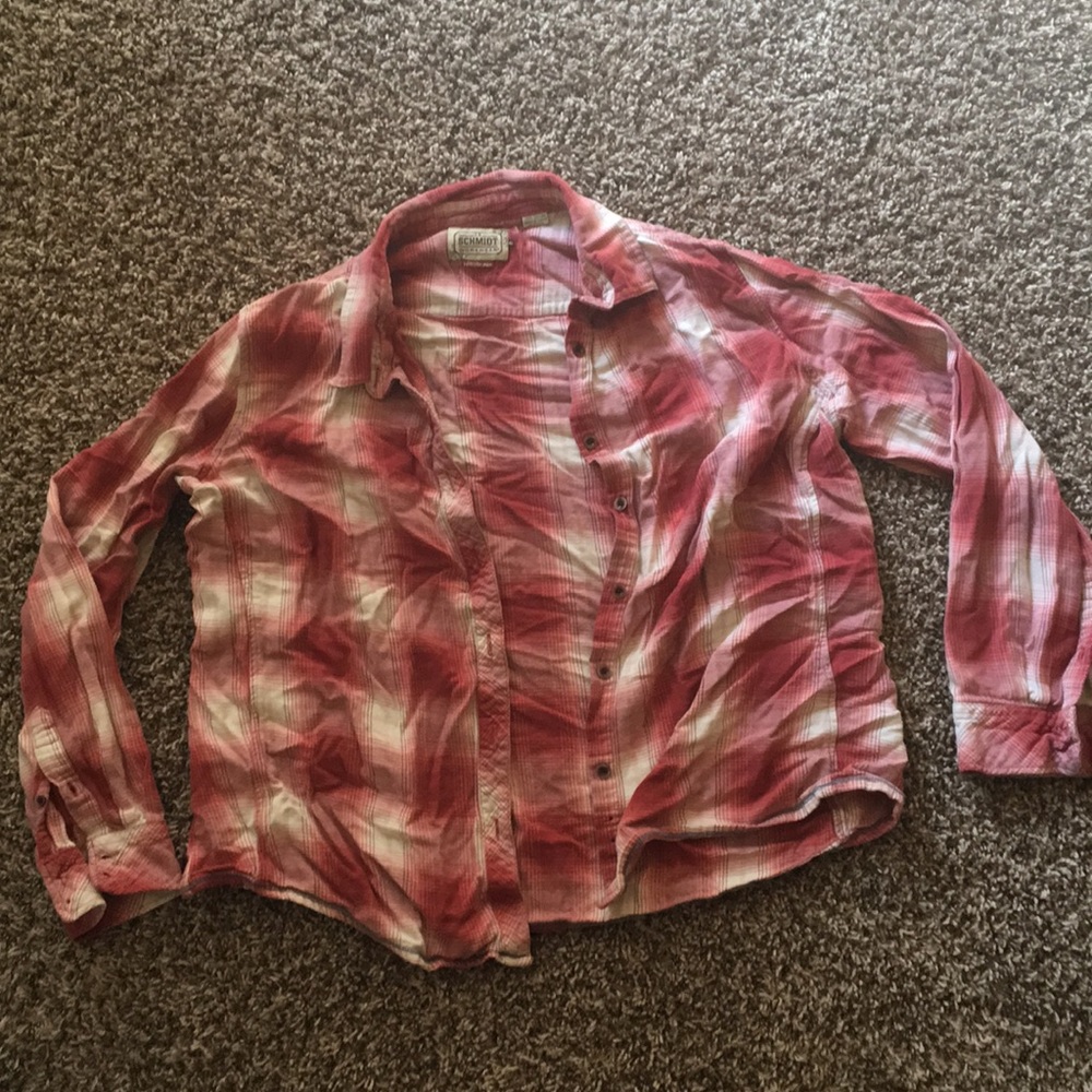 Red plaid button up shirt